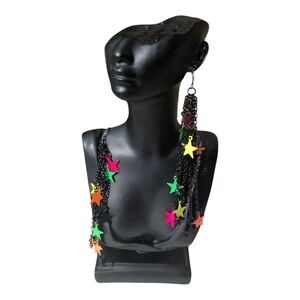 Multicolor Star Chain Earrings